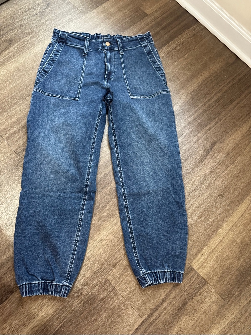 J. Crew Women’s Relaxed Blue Denim Boyfriend Jeans with Elastic Cuffs